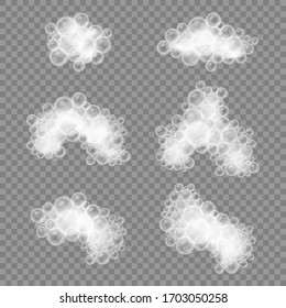 Bath foam soap with bubbles isolated on transparent background. Vector illustration. Eps 10.