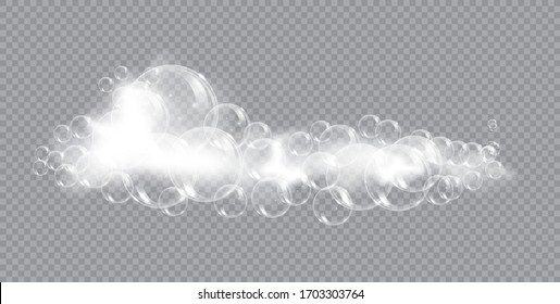 Bath foam soap with bubbles isolated vector illustration on transparent background. Shampoo and soap foam lather vector illustration