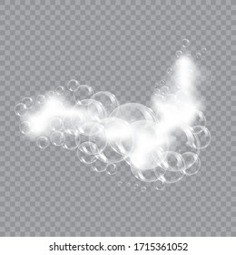Jabón de espuma de baño con burbujas aisladas ilustración vectorial sobre fondo transparente. Ilustración vectorial de la espuma de champú y jabón