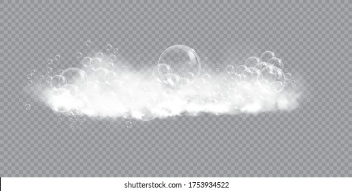Bath foam soap with bubbles isolated vector illustration on transparent background. Shampoo and soap foam lather vector illustration