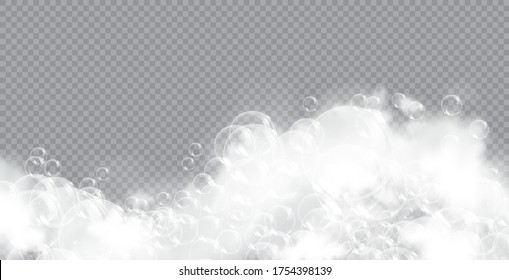 Bath foam soap with bubbles isolated vector illustration on transparent background. Shampoo and soap foam lather vector illustration