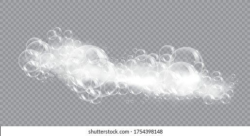 Bath foam soap with bubbles isolated vector illustration on transparent background. Shampoo and soap foam lather vector illustration