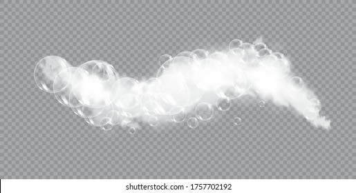 Bath foam soap with bubbles isolated vector illustration on transparent background. Shampoo and soap foam lather vector illustration