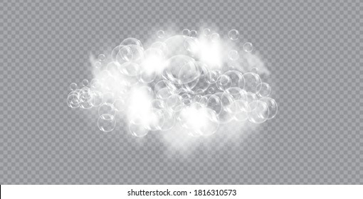 Bath foam soap with bubbles isolated vector illustration on transparent background. Shampoo and soap foam lather vector illustration