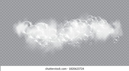 Bath foam soap with bubbles isolated vector illustration on transparent background. Shampoo and soap foam lather vector illustration