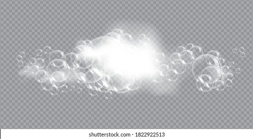 Bath foam soap with bubbles isolated vector illustration on transparent background. Shampoo and soap foam lather vector illustration