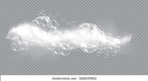 Bath foam soap with bubbles isolated vector illustration on transparent background. Shampoo and soap foam lather vector illustration