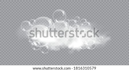 Bath foam soap with bubbles isolated vector illustration on transparent background. Shampoo and soap foam lather vector illustration