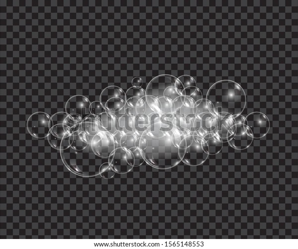 透明な背景に風船の泡と泡 ベクターイラスト シャンプーと泡石鹸の泡のベクターイラスト のベクター画像素材 ロイヤリティフリー 1565148553