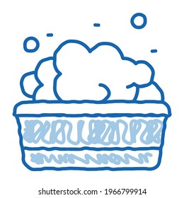 bath with foamy water sketch icon vector. Hand drawn blue doodle line art bath with foamy water sign. isolated symbol illustration
