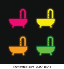 Bath four color glowing neon vector icon