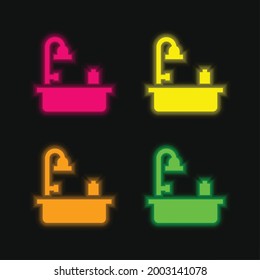 Icono de vector neonato brillante de cuatro colores