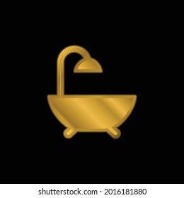 Icono metálico chapado en oro de baño o vector de logotipo