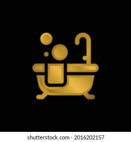 Bath gold plated metalic icon or logo vector