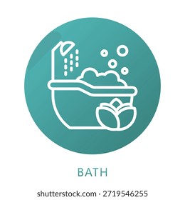 Relleno De Gradiente De Baño, Mini Icono De Ilustración Relacionado Con El Cuidado Personal, Tienda De Belleza, Cuidado Corporal Y Más. Uso Para El Concepto Moderno, Ui, Web Ux Y Desarrollo De App.