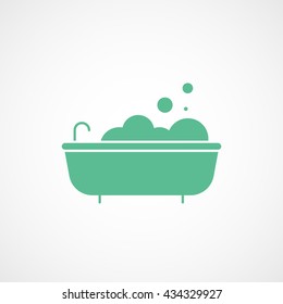 Bath Green Flat Icon On White Background