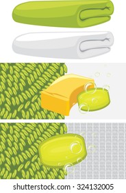 Bath green and white towel. Bathing design. Vector