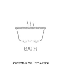 Bath grey sketch vector icon. Sign for mobile concept and web design