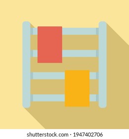 Icono del riel de toalla calentado de baño. Ilustración plana del icono del vector del carril de toallas calentado de baño para diseño web