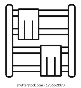 Bath heated towel rail icon. Outline Bath heated towel rail vector icon for web design isolated on white background