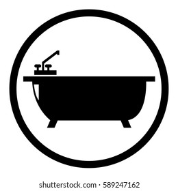 Bath icon in circle on white background