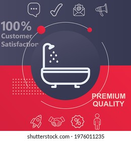 Bath icon. Customize your design with a navy and red colored background template