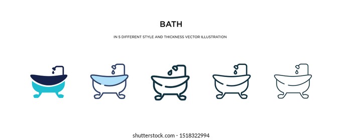 bath icon in different style and thickness vector illustration. Two colored and black bath vector icons in filled, outline, line, stroke style can be used for web, mobile, UI