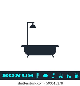 Bath icon flat. Black pictogram on white background. Vector illustration symbol and bonus button