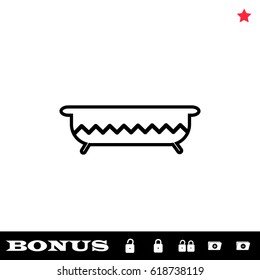 Bath icon flat. Black pictogram on white background. Vector illustration symbol and bonus button open and closed lock, folder, star