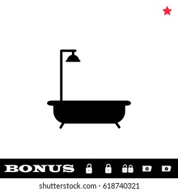 Bath icon flat. Black pictogram on white background. Vector illustration symbol and bonus button open and closed lock, folder, star