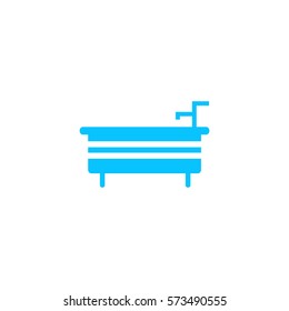 Bath icon flat. Blue pictogram on white background. Vector illustration symbol