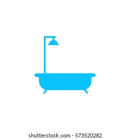 Bath icon flat. Blue pictogram on white background. Vector illustration symbol