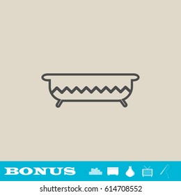 Bath icon flat. Grey pictogram on light background. Vector illustration symbol and bonus button real estate, ottoman, vase, tv, fishing rod