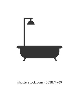 Bath icon flat. Illustration isolated on white background. Vector grey sign symbol