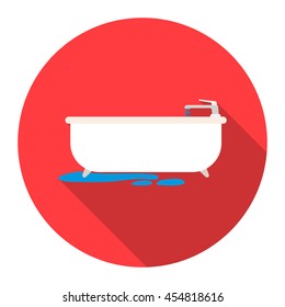 Bath icon flat. Single silhouette plumbing symbol.