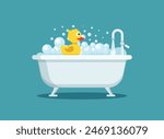 Bath icon in flat style. Bathroom vector illustration on isolated background. Bathtub sign business concept.