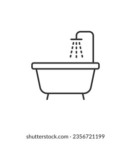 Bath icon in flat style. Bathroom vector illustration on isolated background. Bathtub sign business concept.