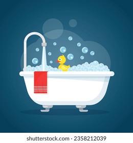 Bath icon in flat style. Bathroom vector illustration on isolated background. Bathtub sign business concept.