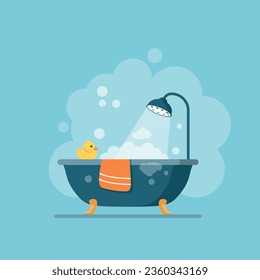 Bath icon in flat style. Bathroom vector illustration on isolated background. Bathtub sign business concept.