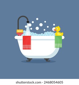 Bath icon in flat style. Bathroom vector illustration on isolated background. Bathtub sign business concept.