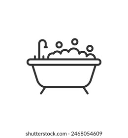 Bath icon in flat style. Bathroom vector illustration on isolated background. Bathtub sign business concept.