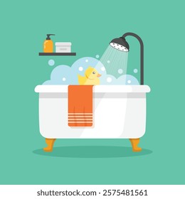 Bath icon in flat style. Bathroom vector illustration on isolated background. Bathtub sign business concept.