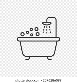 Bath icon in flat style. Bathroom vector illustration on isolated background. Bathtub sign business concept.