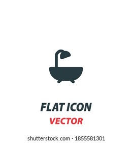 Bath icon in a flat style. Vector illustration pictogram on white background. Isolated symbol suitable for mobile concept, web apps, infographics, interface and apps design.