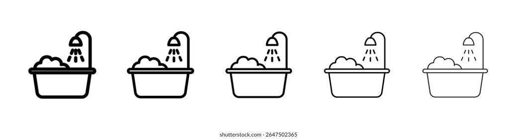 Bath icon graphic set. trendy stroke line style