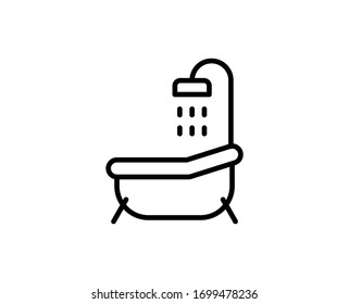 Badesymbol. Hochwertiges Umrisssymbol für Webdesign oder mobile App. Leuchtendes Zeichen für Design-Logo. Schwarzes Umriss-Piktogramm auf weißem Hintergrund