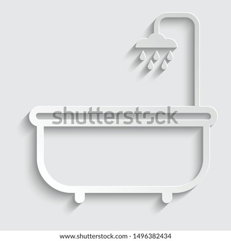 bath icon. line style. bathtub  paper icon  with shadow 