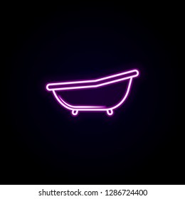 Bath icon in neon style. Simple glyph vector of Ban set for UI and UX, website or mobile application on dark gradient background