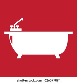 Bath icon on red background