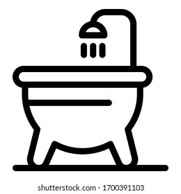 Bath icon. Outline bath vector icon for web design isolated on white background